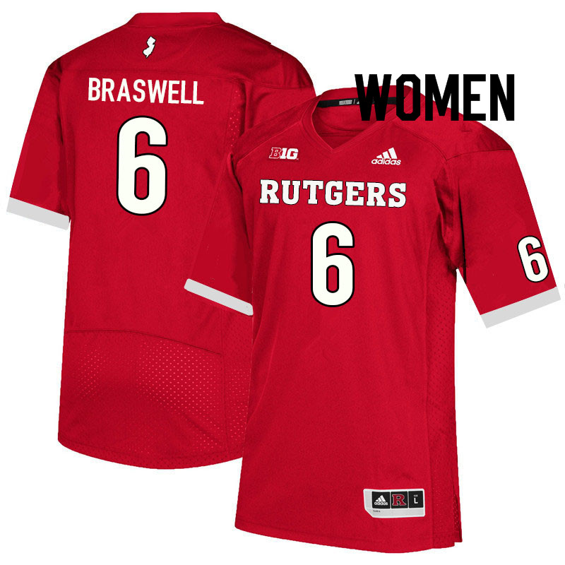 Women #6 Christian Braswell Rutgers Scarlet Knights College Football Jerseys Sale-Scarlet - Click Image to Close